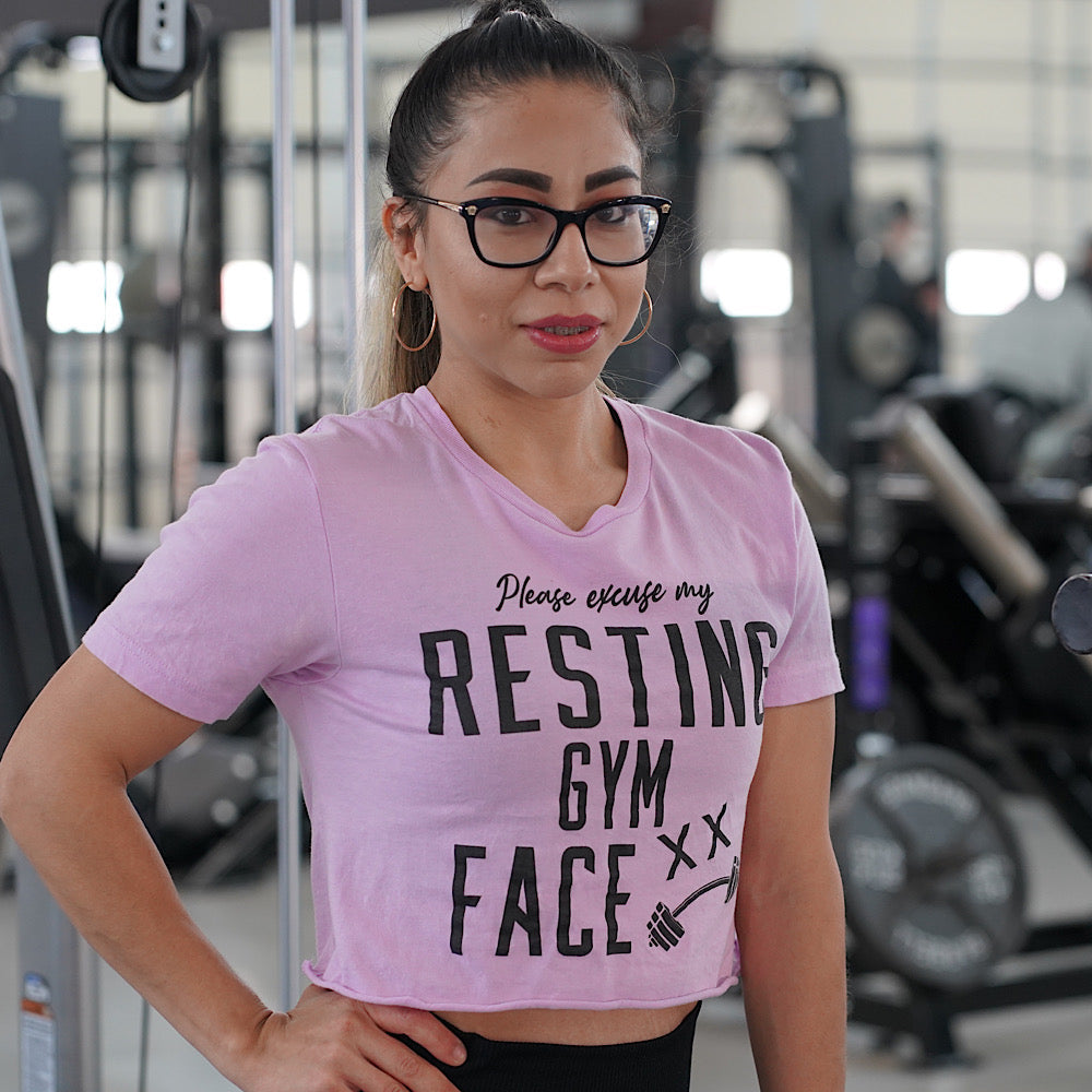 RESTING GYM FACE CROPPED T-SHIRT -LAVENDER