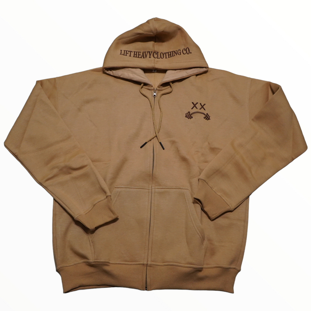 OVER SIZED ZIPPER HOODIE-CAMEL