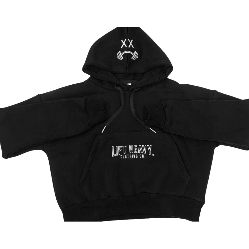 WOMEN CROPPED HOODIE-BLACK