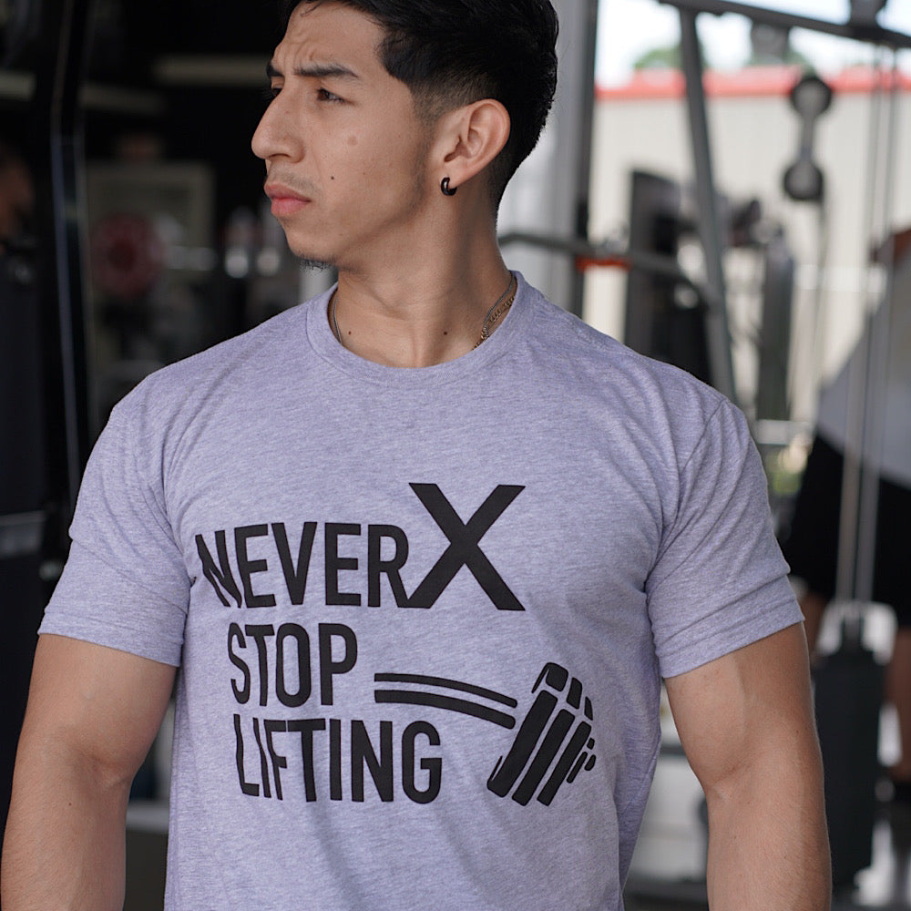Never Stop Lifting T Shirt Sport Grey Lift Heavy Clothing