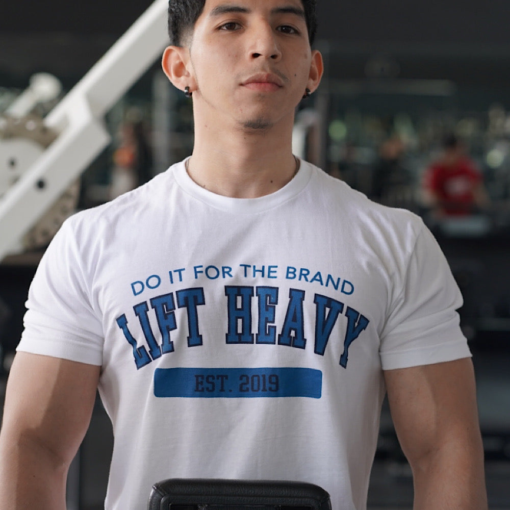 DO IT FOR THE BRAND VARSITY  T-SHIRT - WHITE/SPACE BLUE