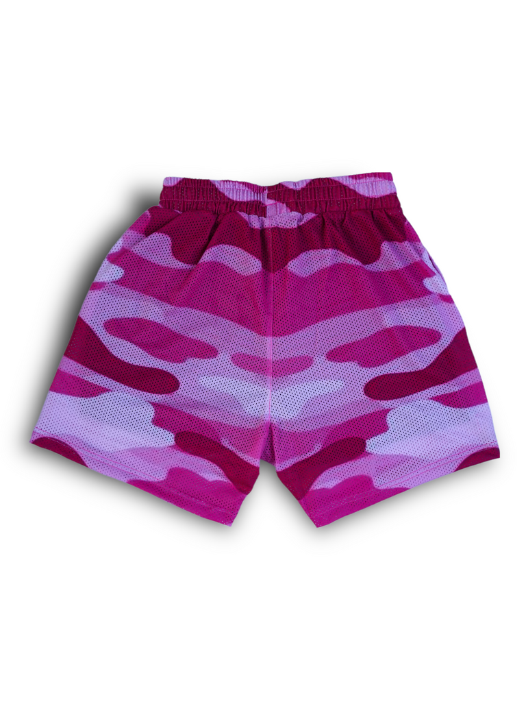 PINK CAMO MESH SHORTS