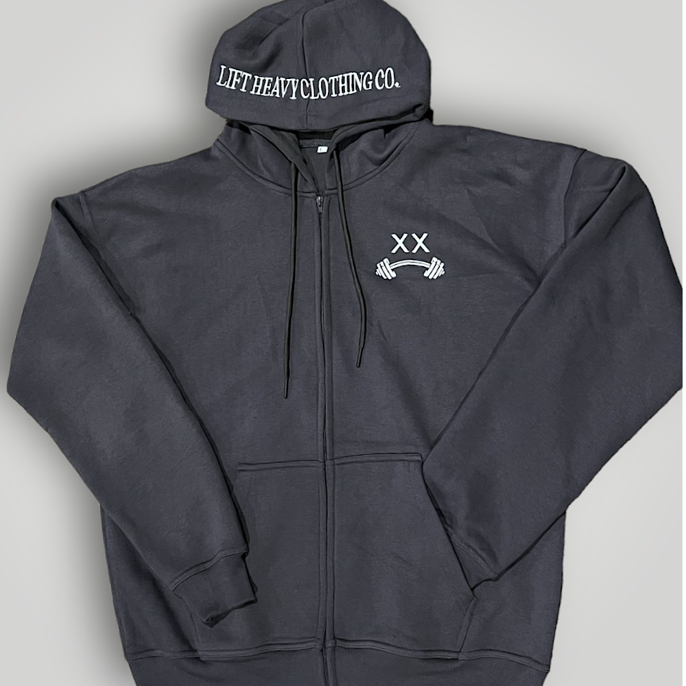 OVER SIZED ZIPPER HOODIE-CHARCOAL