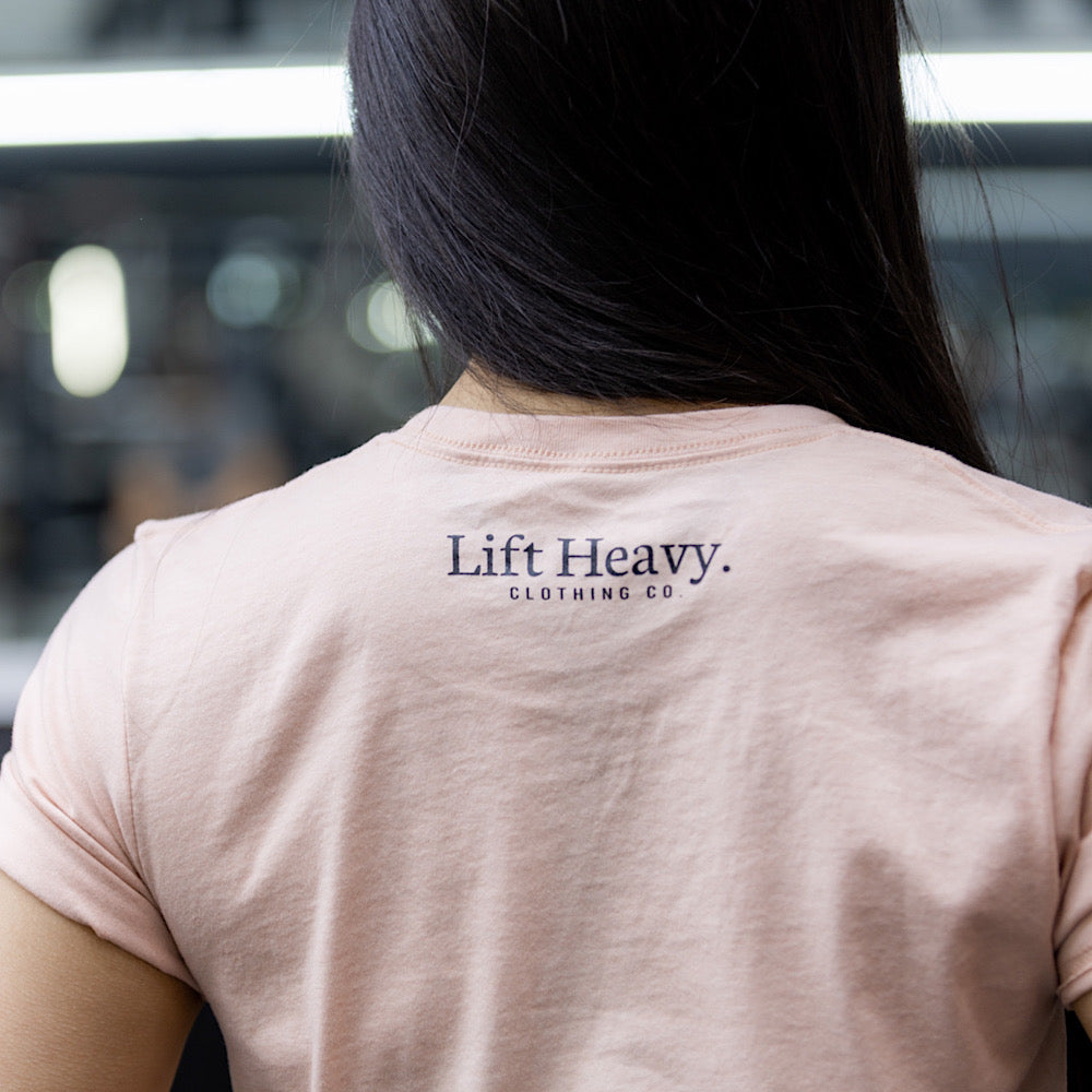 LIFT HEAVY LOGO CROPPED - T-SHIRT PINK / BLACK LOGO