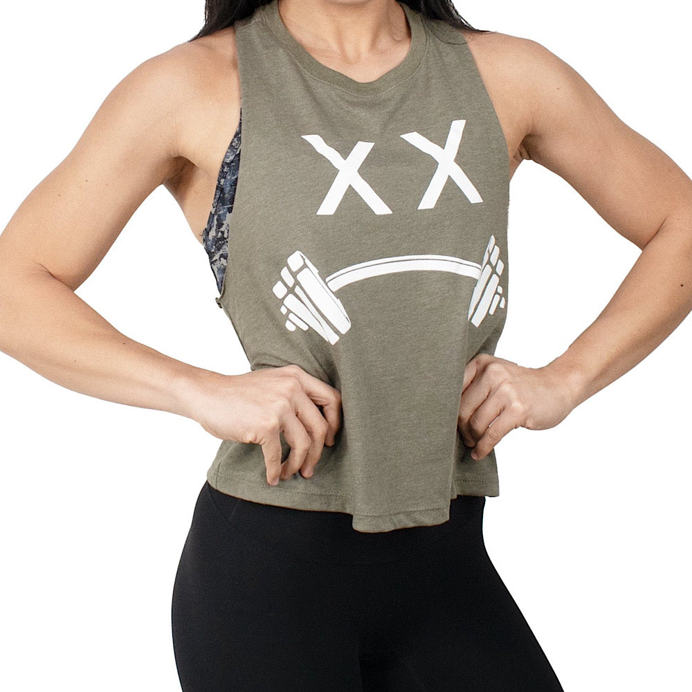 LIFT HEAVY LOGO - RACERBACK - MILITARY GREEN