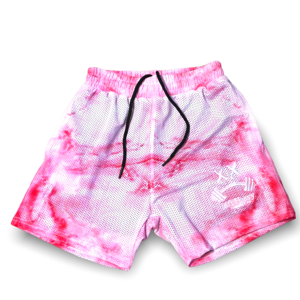 PINK MARBLE MESH SHORTS