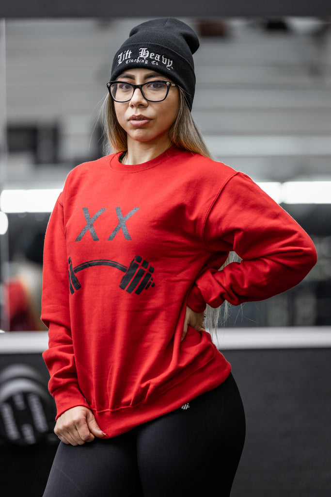 LIFT HEAVY LOGO SWEATER - RED