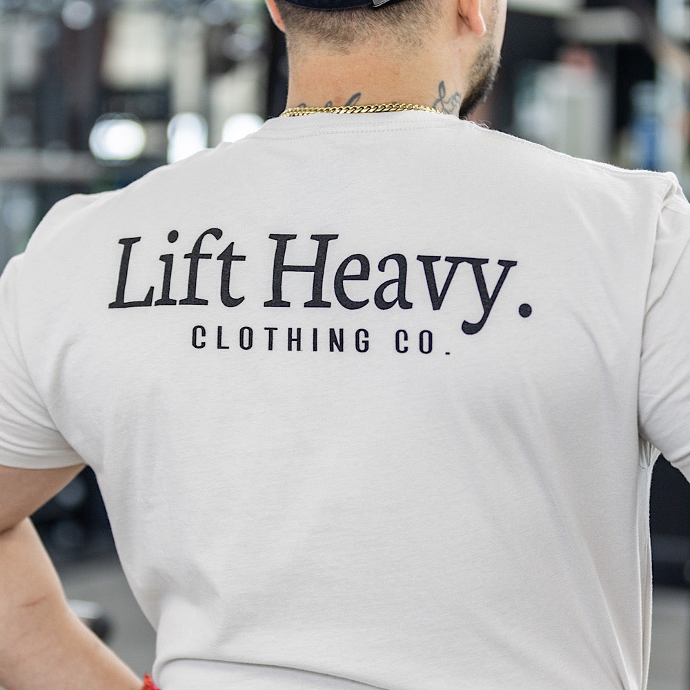 LIFT HEAVY LOGO T-SHIRT - BONE