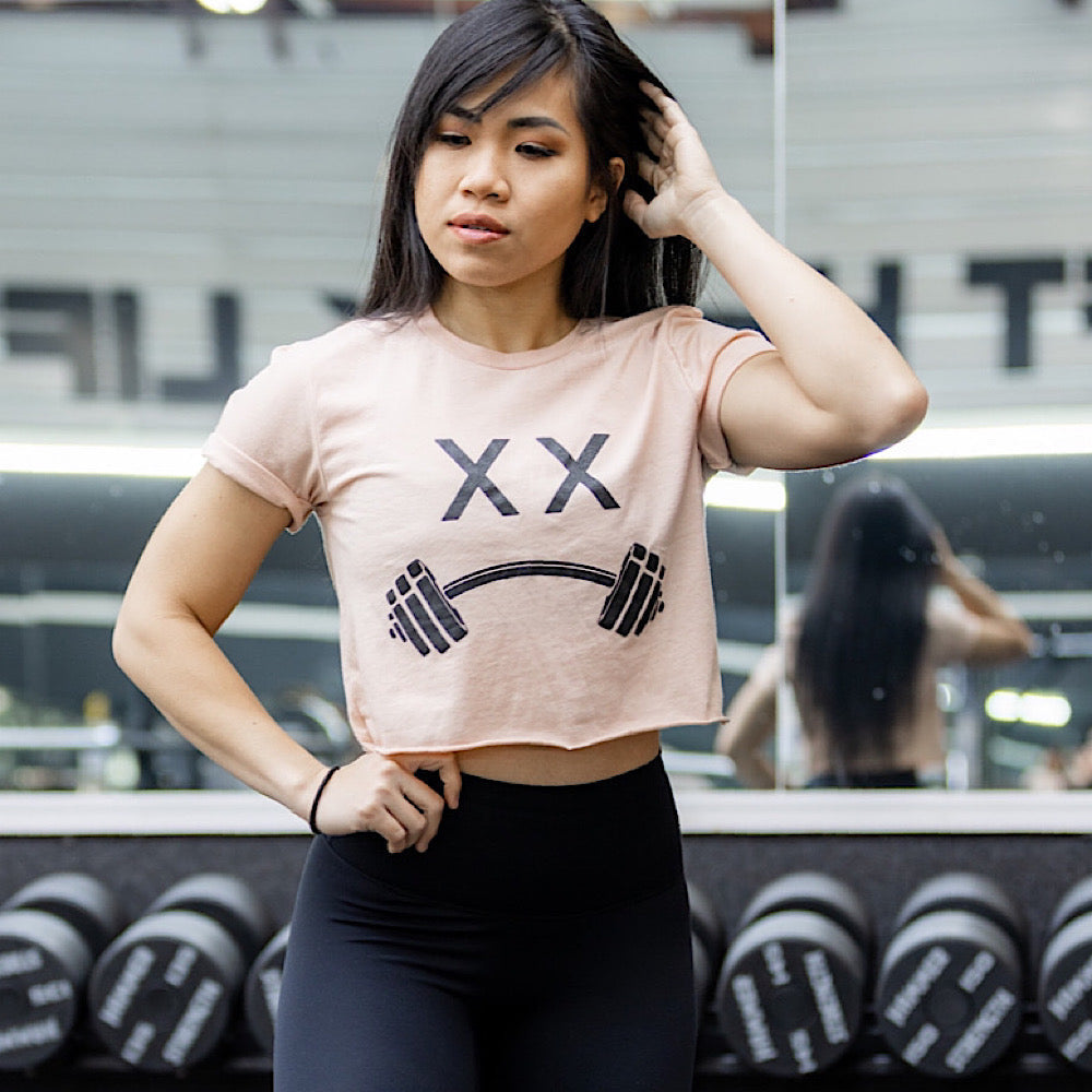 LIFT HEAVY LOGO CROPPED - T-SHIRT PINK / BLACK LOGO