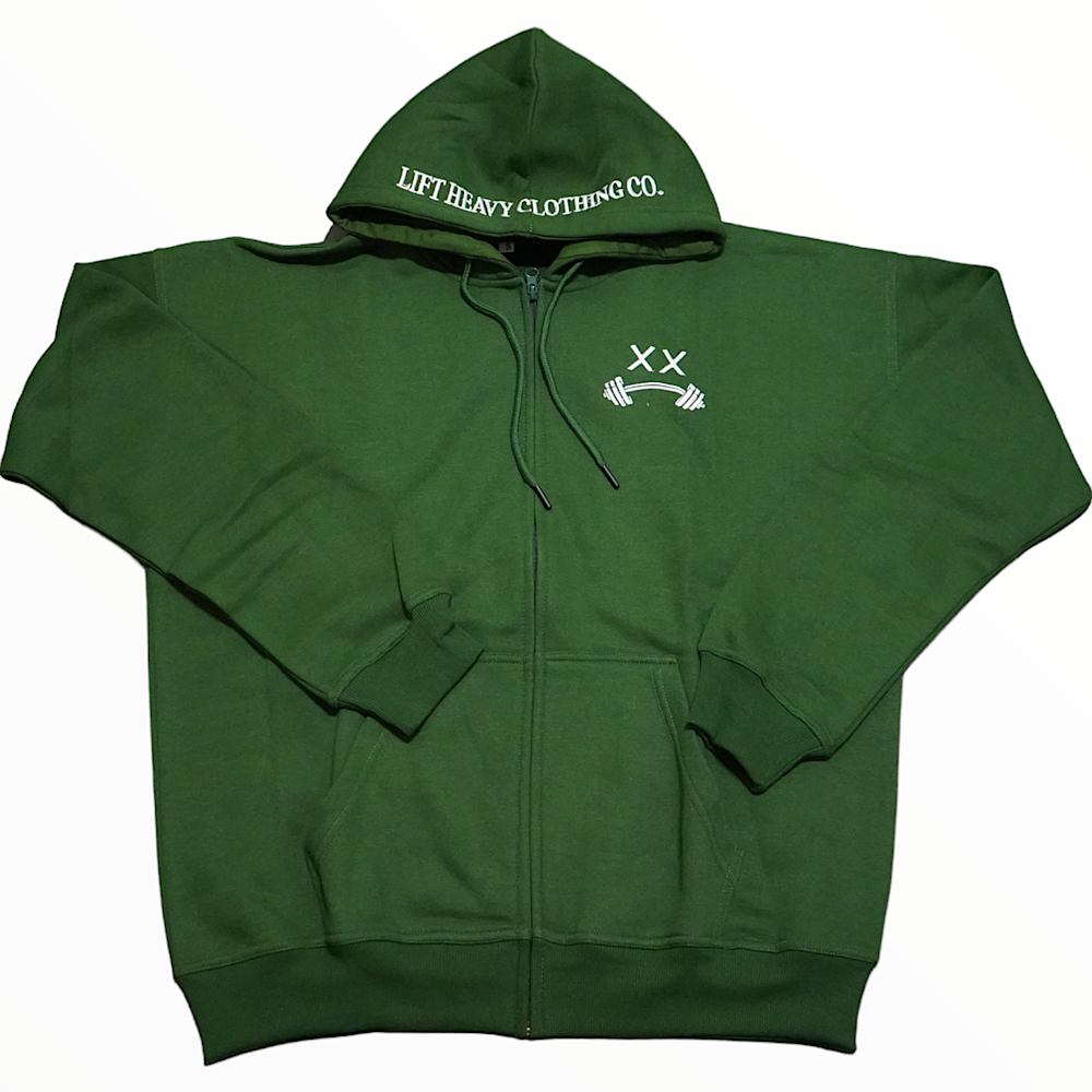 OVER SIZED ZIPPER HOODIE-FOREST GREEN