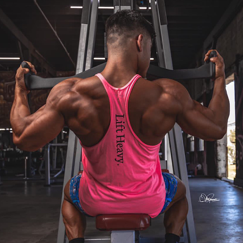 LIFT HEAVY LOGO STRINGER - NEON PINK