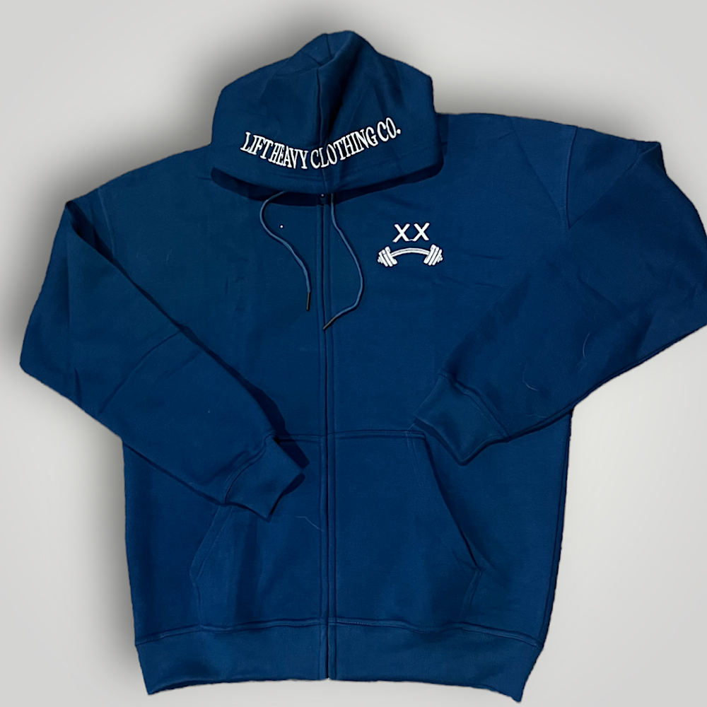 OVER SIZED ZIPPER HOODIE-SPACE BLUE