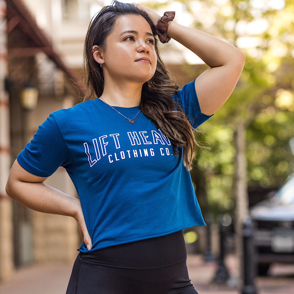 LETTERS CROPPED T-SHIRT-BLUE